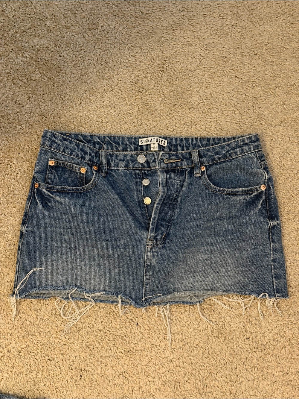 Signature8 Distressed Denim Mini Skirt - Blue